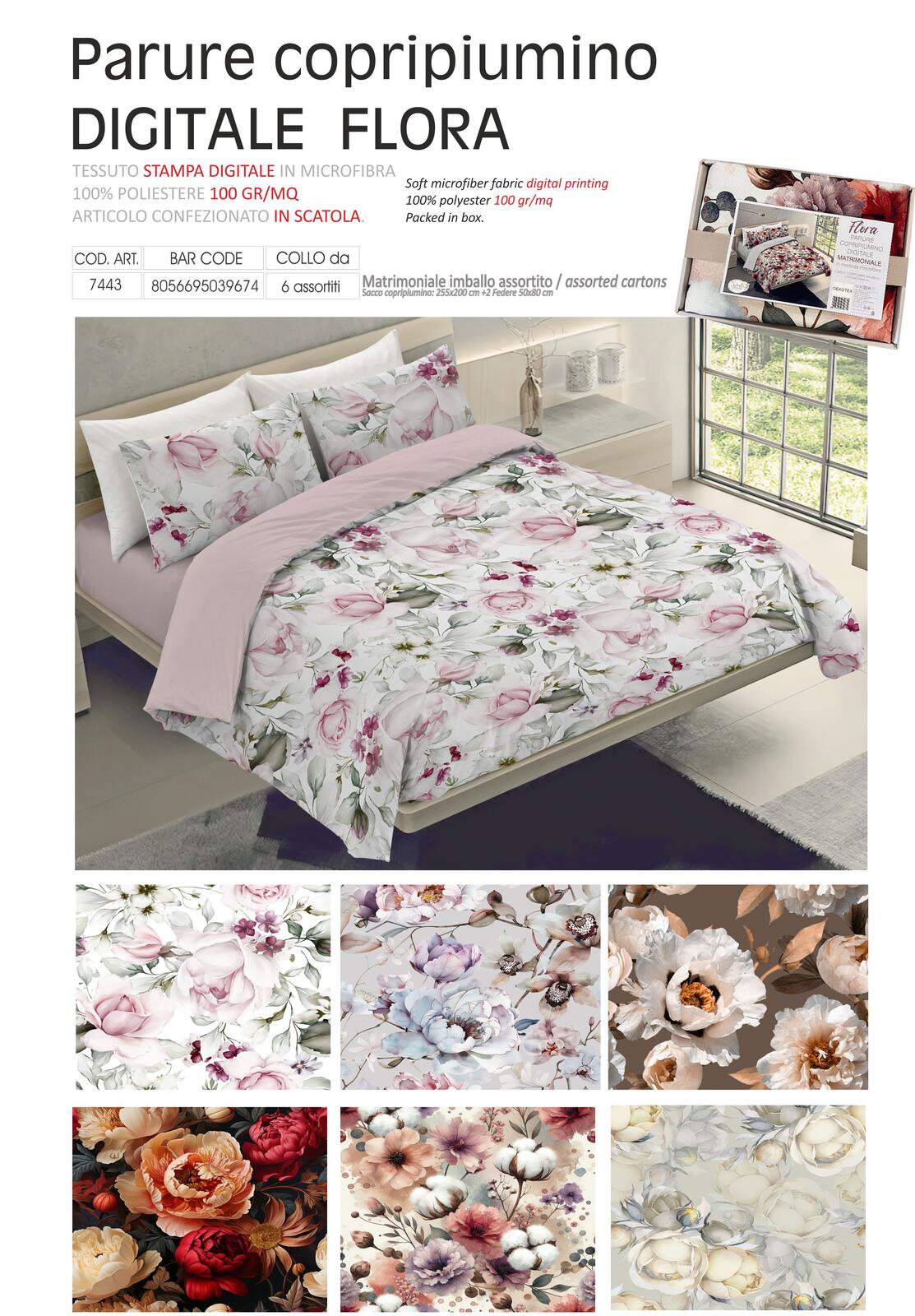 COPRIPIUMINO 2P FLORA DIGITALE Tellini S.r.l. Ingrosso Abbigliamento